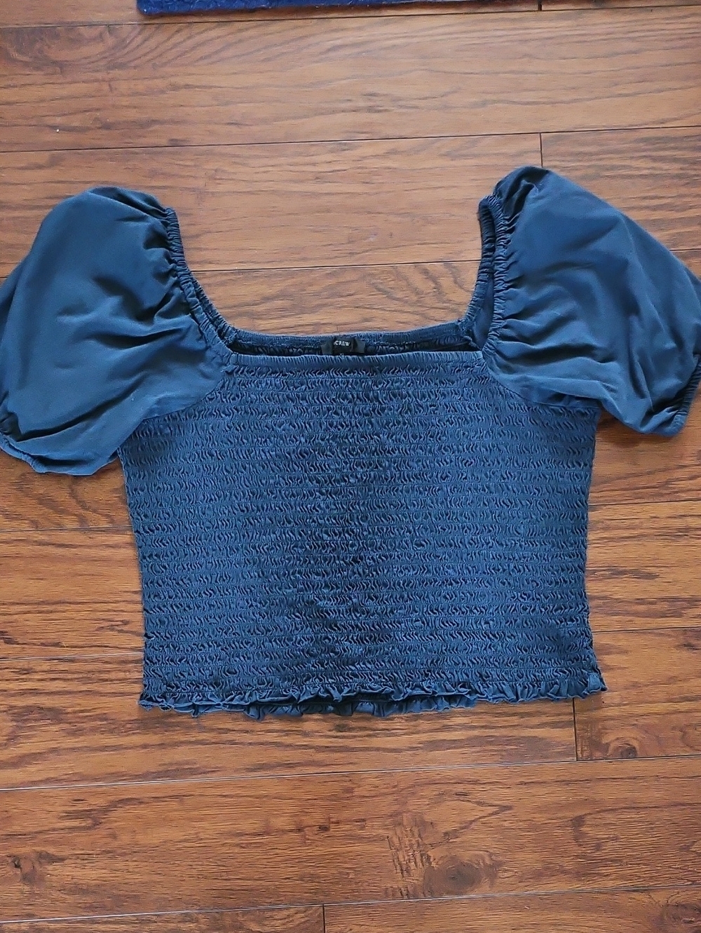 J. Crew Smocked Broken In Jersey Crop Top Navy Size XL